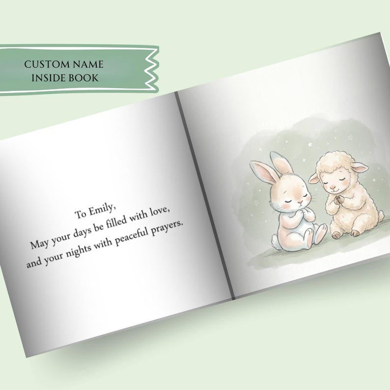 Personalized First Prayer Book - Custom Christian Book With Name, Christian Book For Kid, Baptism Gift, Custom Bible Storybook For Toddlers, Baptism Gift for Boy or Girl, Bedtime Keepsake BOOK09
