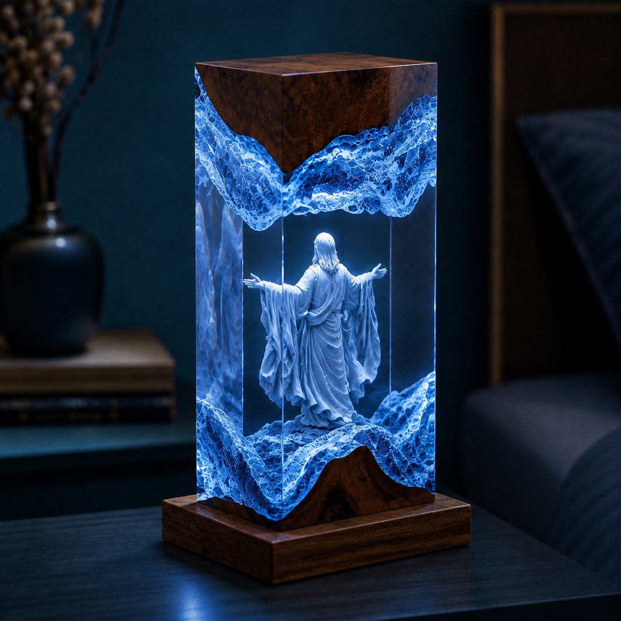 Virgin Mary Epoxy Lamp, Catholic LED Night Light, Faith-Based Religious Home Decor, Catholic Prayer Room Gift EPOXY10
