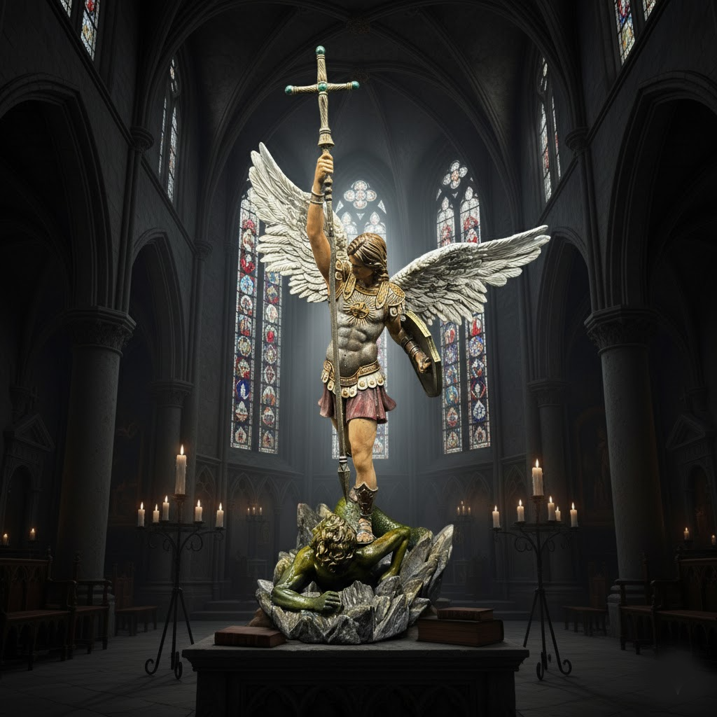 St. Michael the Archangel Statue, Geometric Religious Sculpture, Powerful Faith-Inspired Home Decor & Spiritual Gift