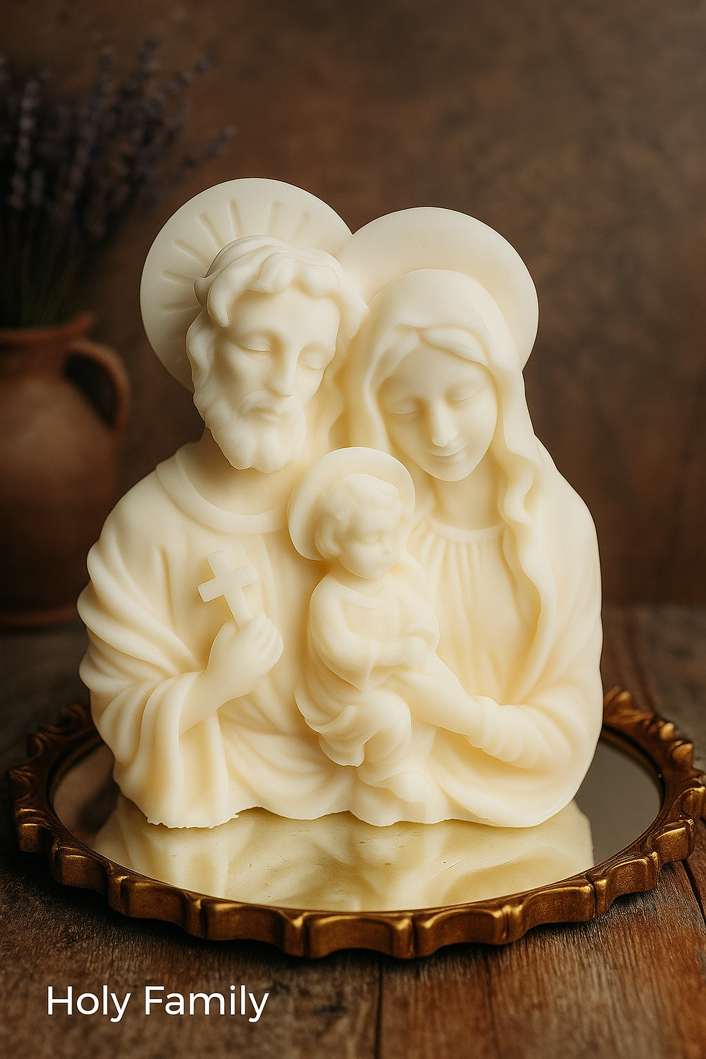 Holy Family Candle, Mary Joseph and Baby Jesus Wax Figure, Christian Home Decor, Catholic Gift – Nativity Christmas Candle CDLAF02