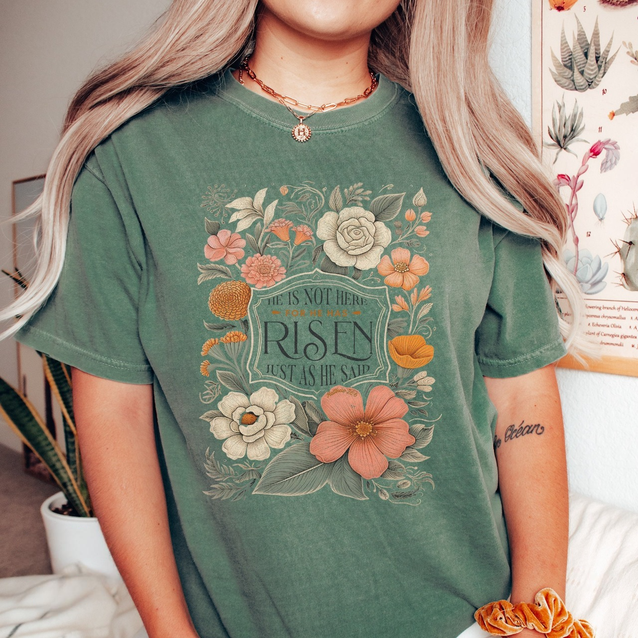 Christian Comfort Colors® Shirt - He Is Not Here For He Has Risen Shirt - Womens Christian Religious Tee & Sweatshirt