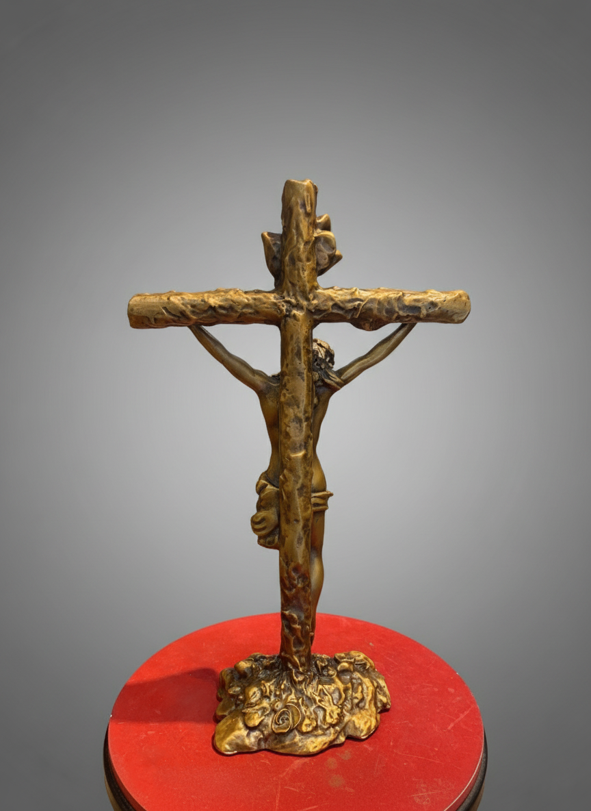 Bronze Jesus Christ Crucifix Statue, Premium Religious Art Sculpture, Gifts For Prayer