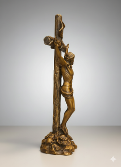 Bronze Jesus Christ Crucifix Statue, Premium Religious Art Sculpture