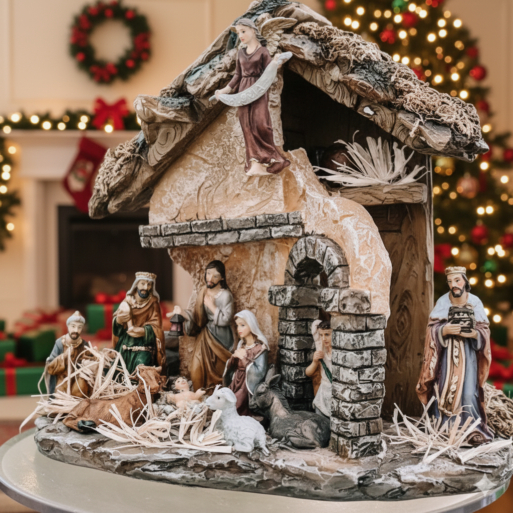 Holy Family Nativity Figurine, Minimalist Christmas Statue, Mary Joseph Baby Jesus Decor, Religious Home Display, Spiritual Gift