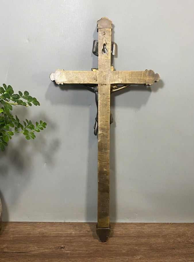 Bronze Jesus Crucifix Sculpture, Religious Bronze Cross Statue for Home or Church Decor