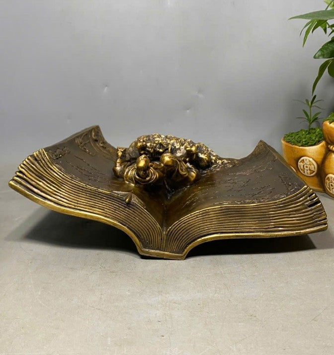 Bronze Holy Family Book Sculpture, Religious Artwork for Home or Office, Christmas Gift