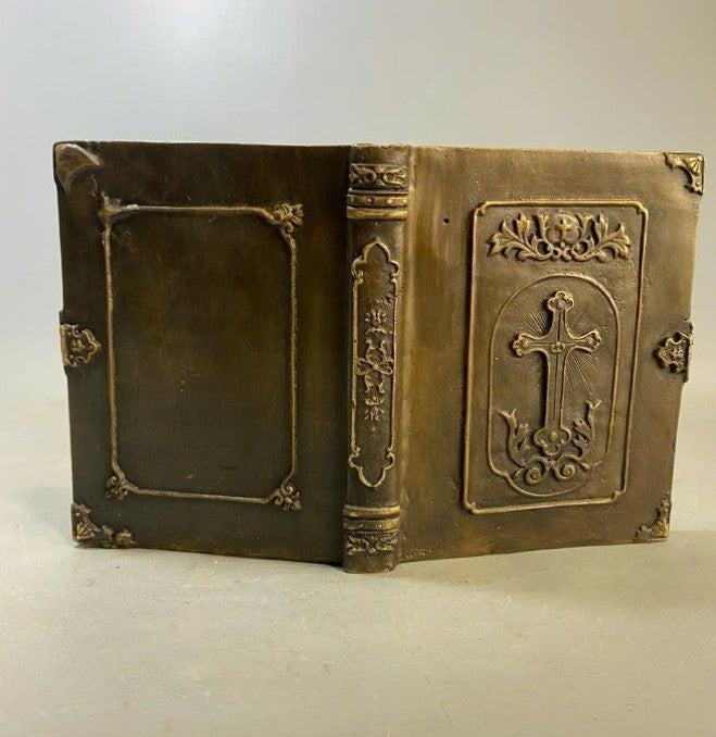 Premium Bronze Christian Family Book Statue, Religious Artwork for Home or Office, Religious Art for Home Décor