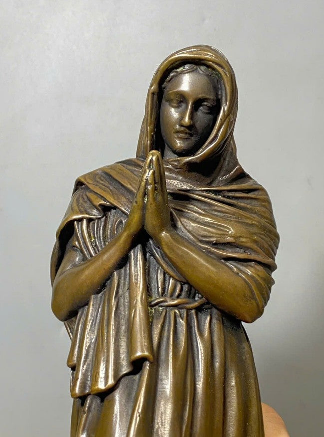 Bronze Praying Mother Statue, Religious Bronze Sculpture for Home or Church, Religious Art for Home Décor