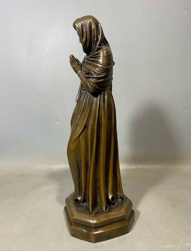 Bronze Praying Mother Statue, Religious Bronze Sculpture for Home or Church, Religious Art for Home Décor