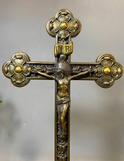 Bronze Jesus Christ Crucifix with Ornate Base, Religious Bronze Sculpture for Home or Church, Religious Art for Home Décor (Copy)