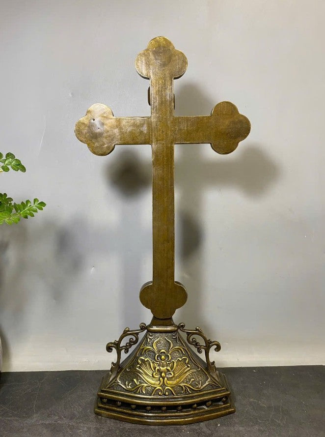 Bronze Jesus Christ Crucifix with Ornate Base, Religious Bronze Sculpture for Home or Church, Religious Art for Home Décor