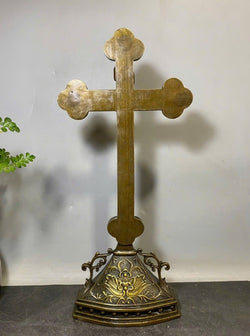 Bronze Jesus Christ Crucifix with Ornate Base, Religious Bronze Sculpture for Home or Church, Religious Art for Home Décor (Copy)