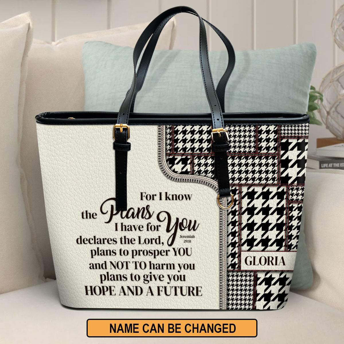 Personalized Christian Leather Handbag, Jeremiah 29:11 Bible Verse Purse, Hope and a Future Scripture Bag for Women BLAF47