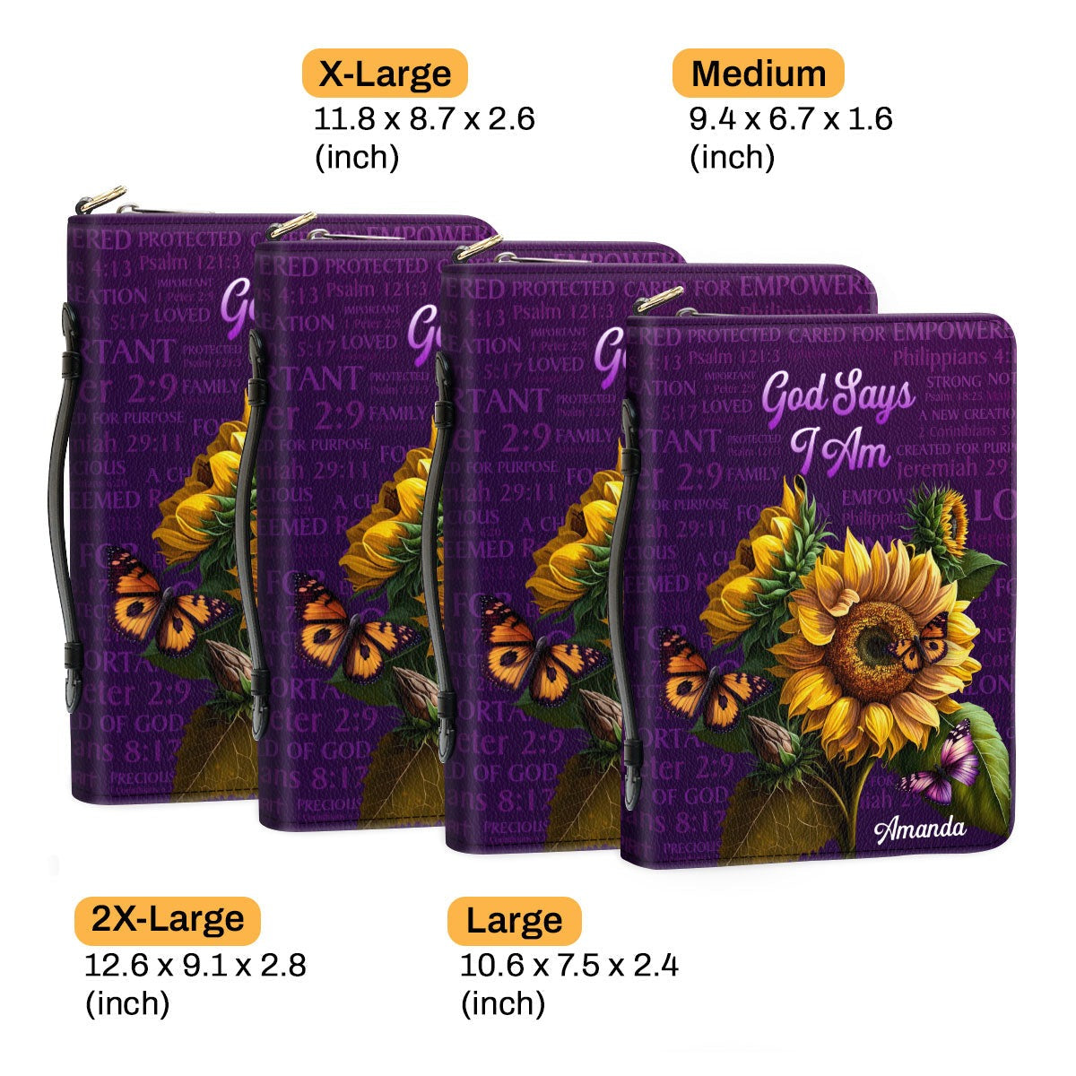 What God Says About You Leather Book Cover, Personalized Zippered Bible Cover With Handle, Worship Gifts For Women's Ministry, Christian Gift, Bible Covers Jesus Gifts