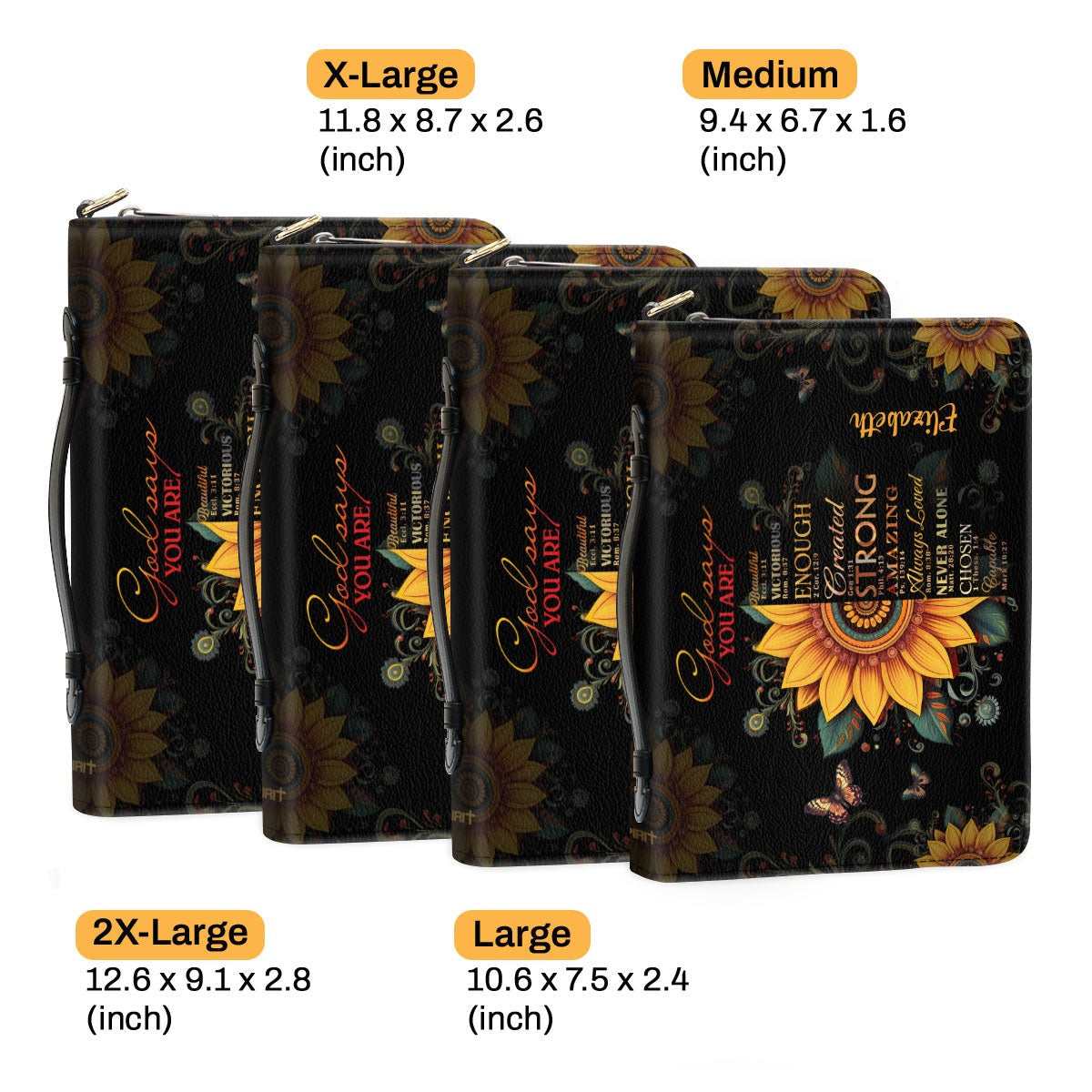 Sunflower God Says You Are Leather Book Cover, Personalized Bible Cover With Handle, Spiritual Gift For Christian People, Christian Gift, Bible Covers Jesus Gifts