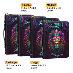 Lion I Can Only Imagine Leather Book Cover, Personalized Bible Cover With Handle, Spiritual Gift For Christian People, Christian Gift, Bible Covers Jesus Gifts