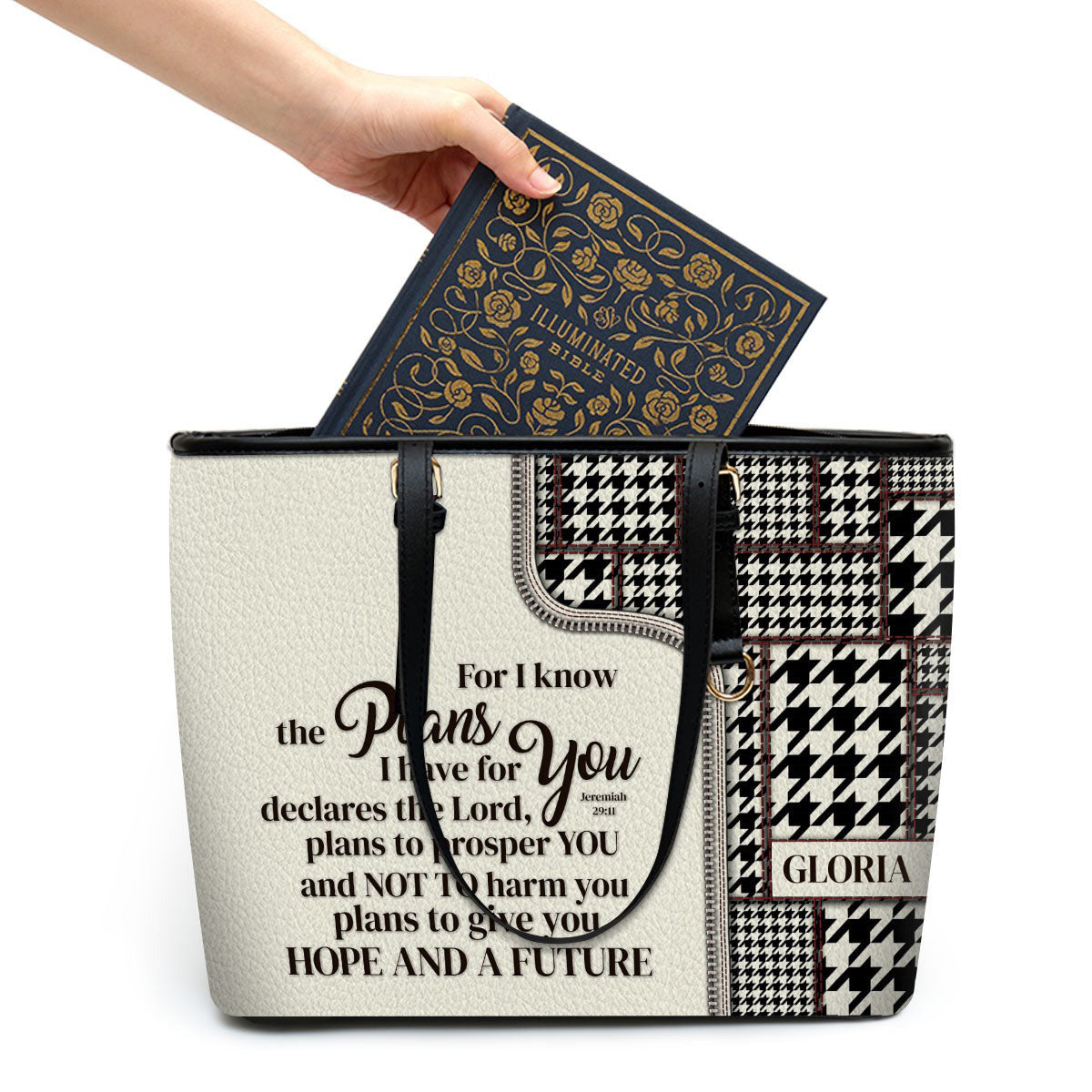Personalized Christian Leather Handbag, Jeremiah 29:11 Bible Verse Purse, Hope and a Future Scripture Bag for Women BLAF47