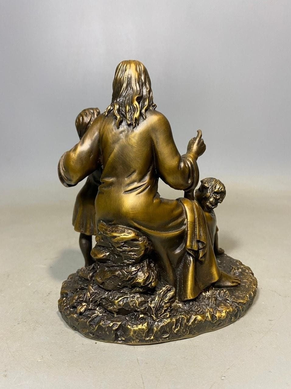 Jesus with Children Bronze Statue, Religious Sculpture, Symbol of Faith and Compassion