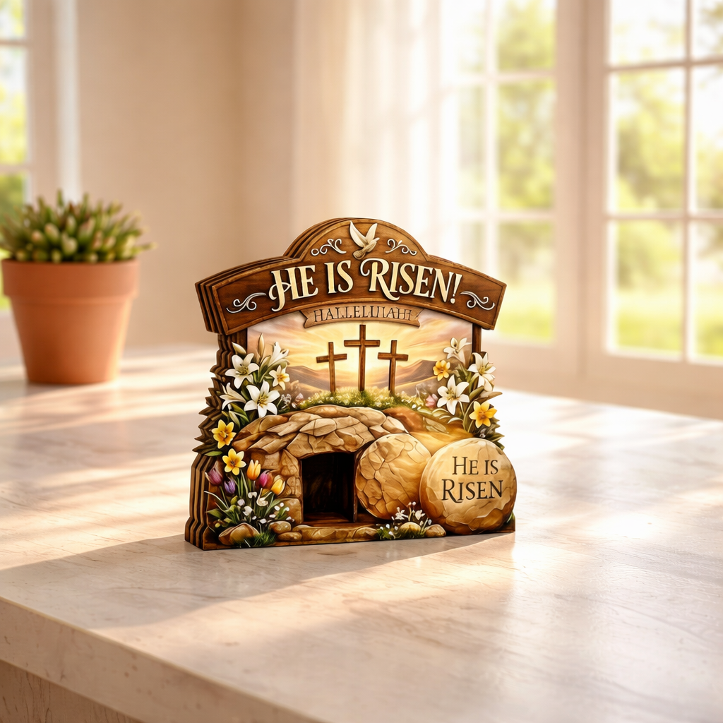 He Is Risen Easter Decor, Christian Resurrection Scene, Religious Easter Home Decor, Empty Tomb Scene, He Is Risen Christian Decor