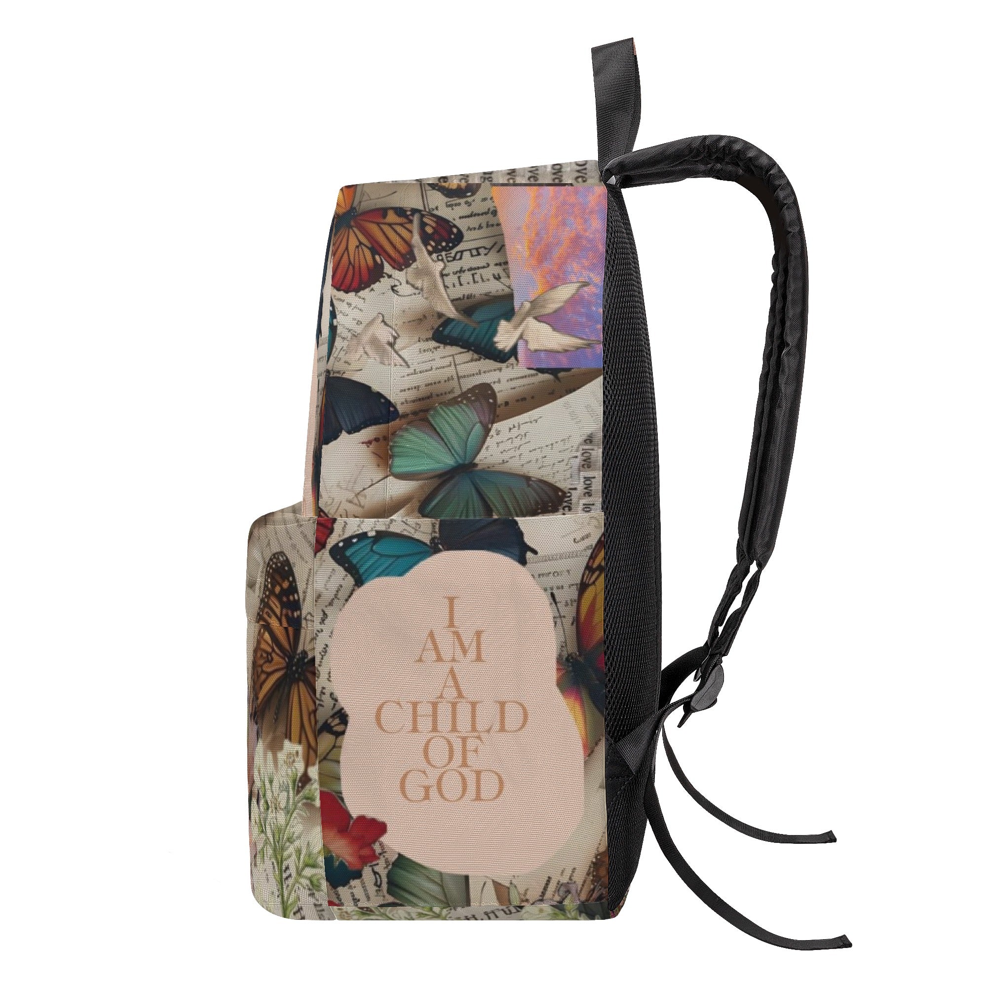 Child of God Backpack, Christian Floral Butterfly Bag, Inspirational Faith Backpack, Bible Verse Book Bag.PLAF22