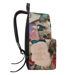 Child of God Backpack, Christian Floral Butterfly Bag, Inspirational Faith Backpack, Bible Verse Book Bag.PLAF22