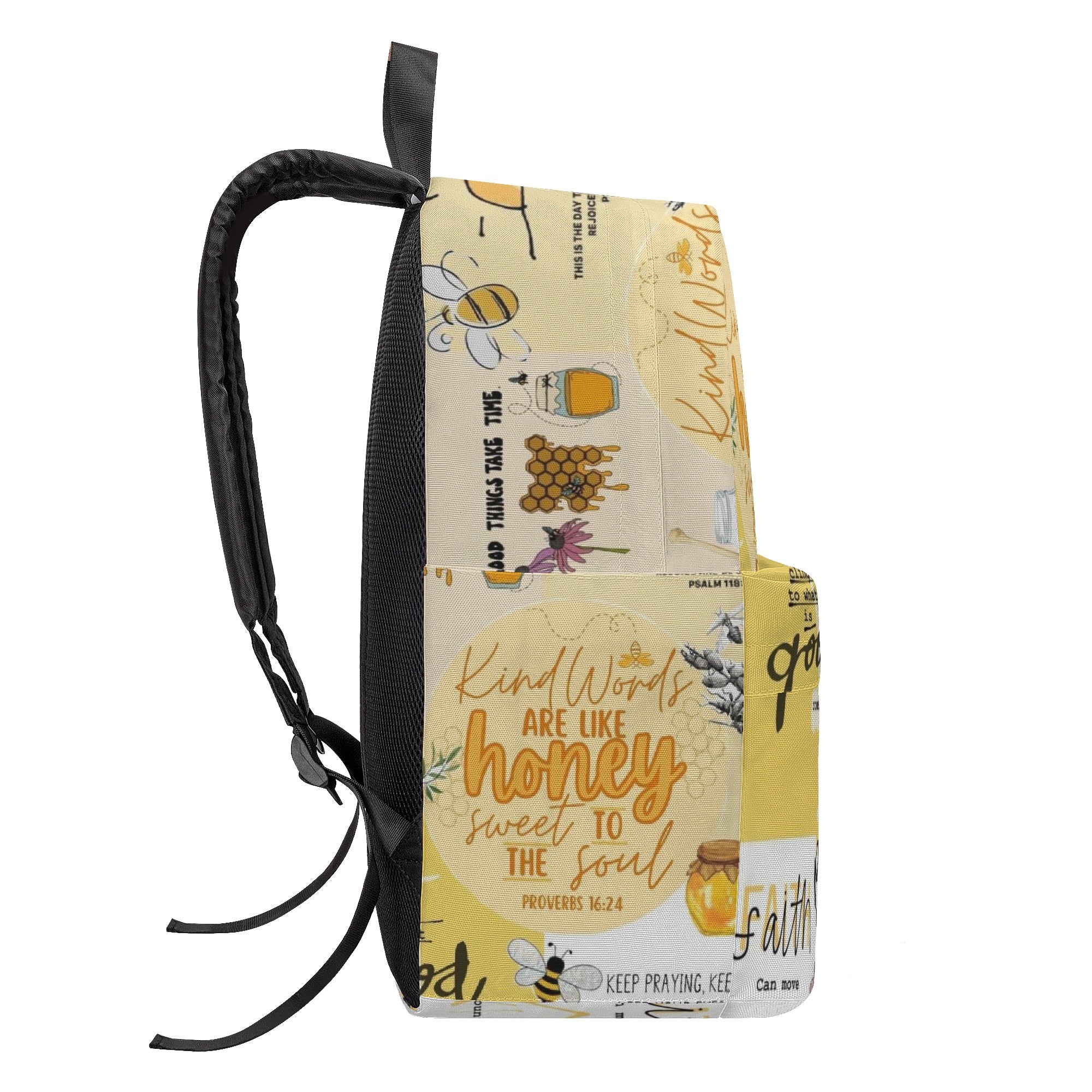 Honey Sweet to the Soul Backpack, Christian Bee Backpack, Proverbs 16:24 Bible Verse Bag, Faith Inspirational Backpack.PLAF23