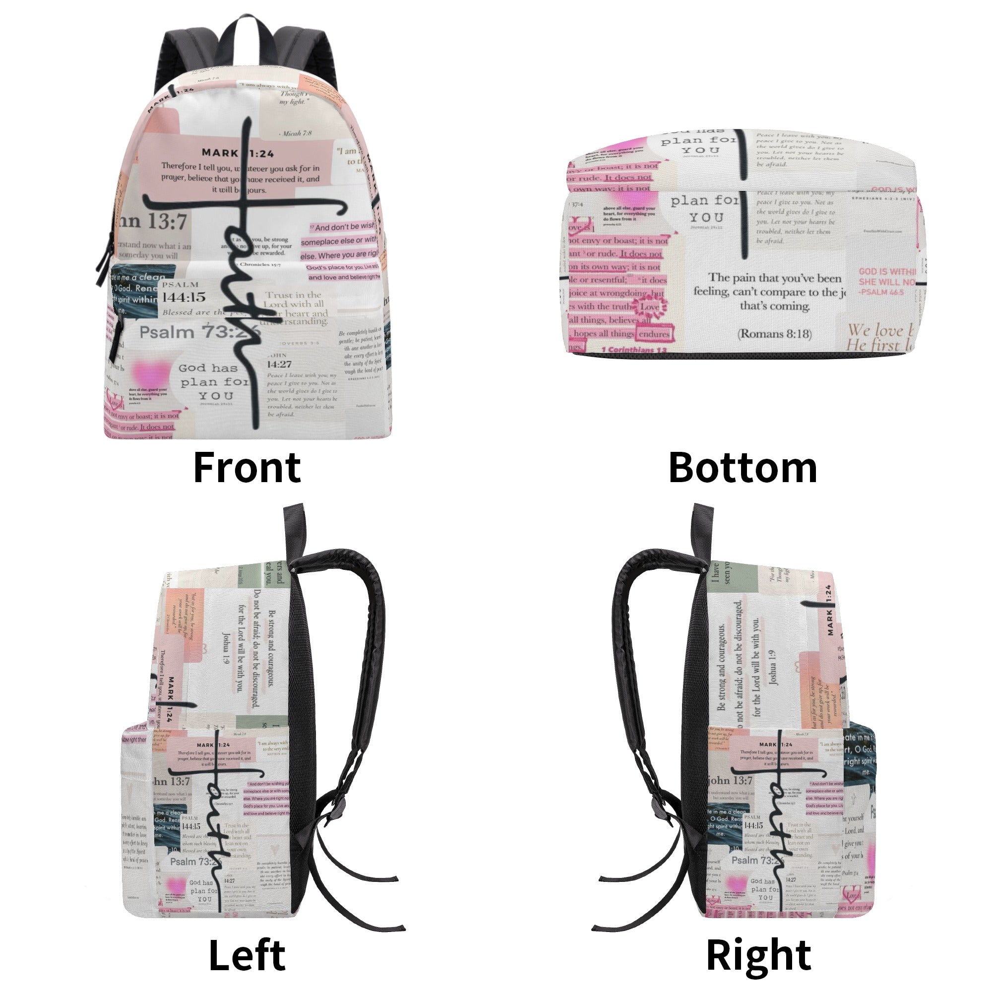 Faith Christian Backpack, Bible Verse Inspirational Bag, Trust in God Backpack, Religious Scripture Backpack.PLAF24