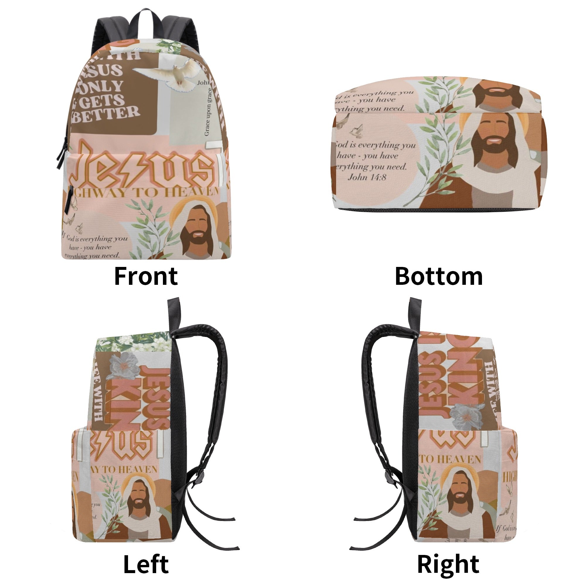 Highway to Heaven Backpack, Jesus Christian Backpack, Inspirational Faith Bag, Bible Verse Scripture Backpack.PLAF28