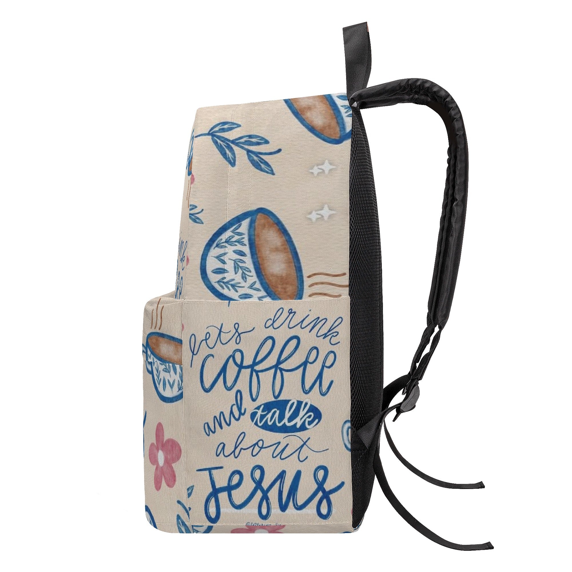 Let's Drink Coffee and Talk Jesus Backpack, Christian Faith Backpack, Coffee Lover Bible Verse Bag, Inspirational Backpack.PLAF29