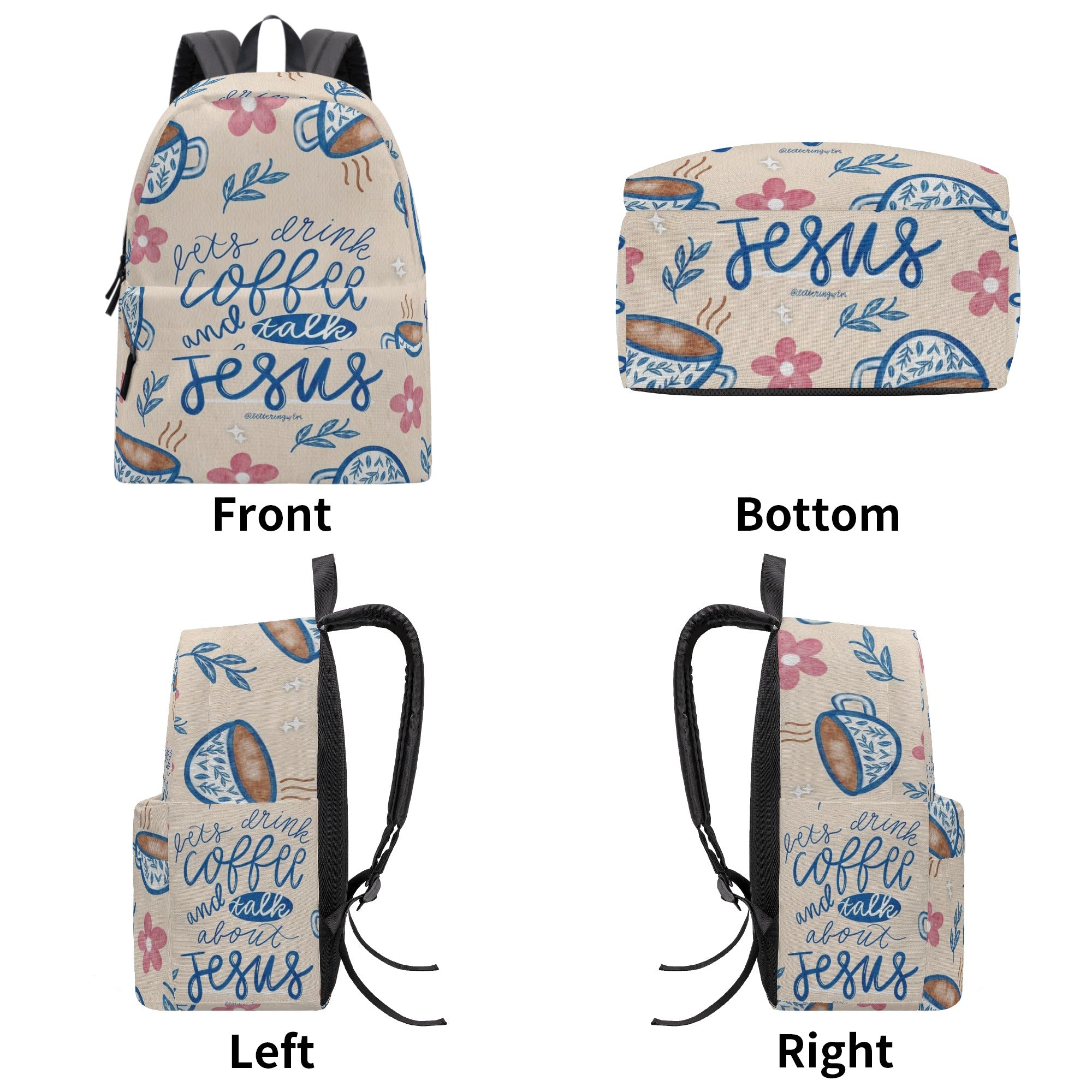 Let's Drink Coffee and Talk Jesus Backpack, Christian Faith Backpack, Coffee Lover Bible Verse Bag, Inspirational Backpack.PLAF29