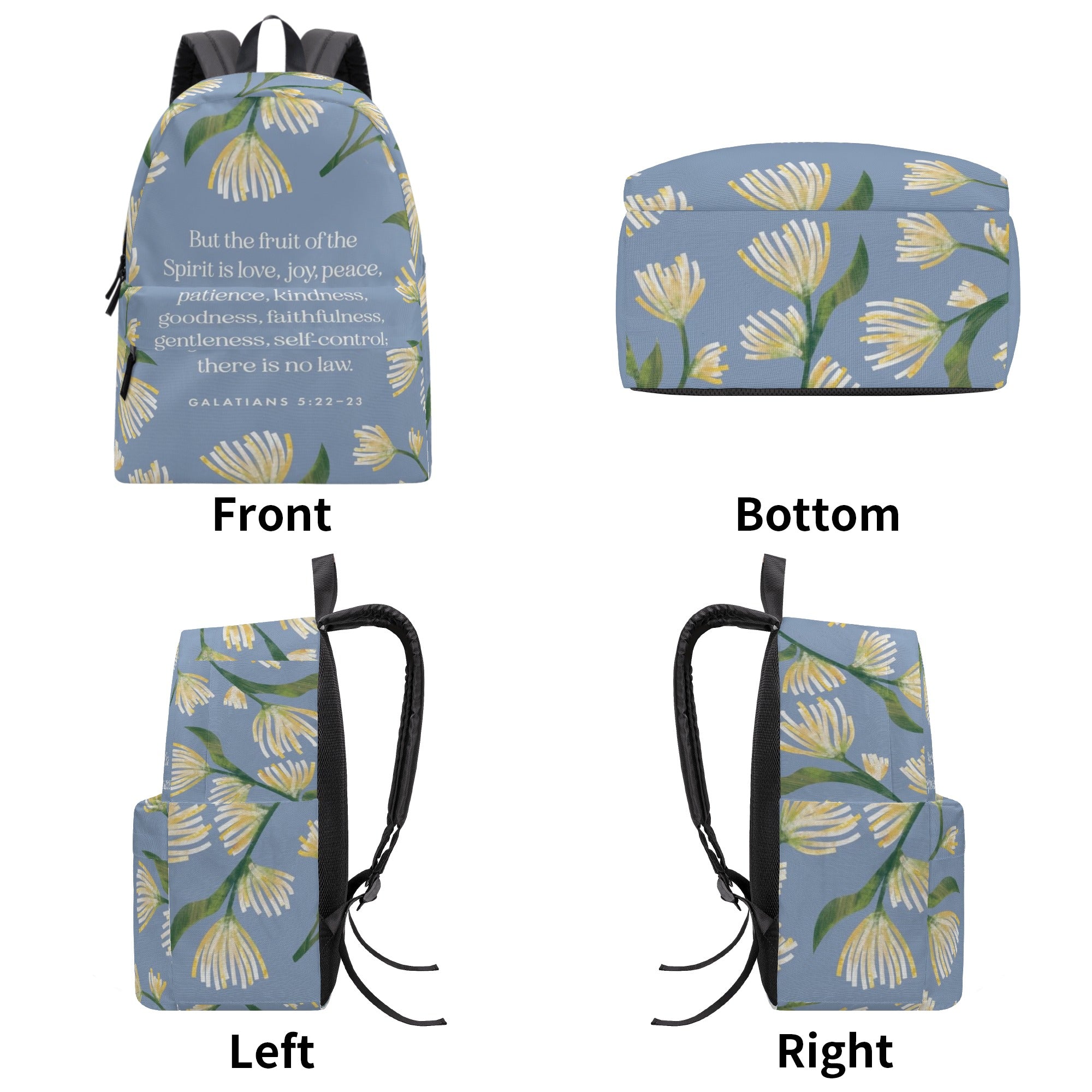 Fruit of the Spirit Backpack, Galatians 5:22-23 Bible Verse Backpack, Christian Inspirational Backpack, Faith-Based Floral School Bag, Scripture Gift Bag.PLAF36
