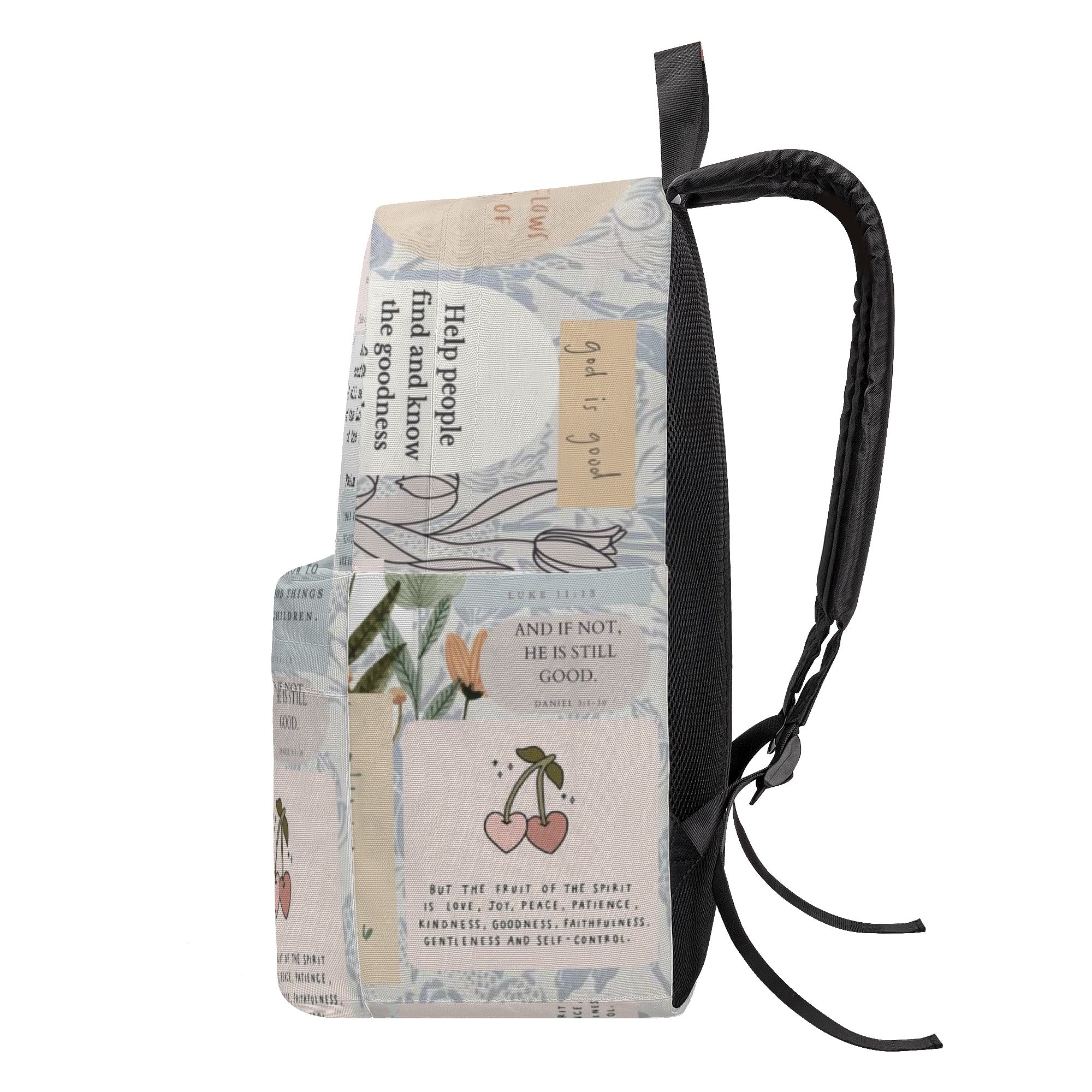 Bible Verse Collage Backpack, Christian Goodness Backpack, Inspirational Scripture Backpack, Faith-Based School Bag, Motivational Christian Gift.PLAF37