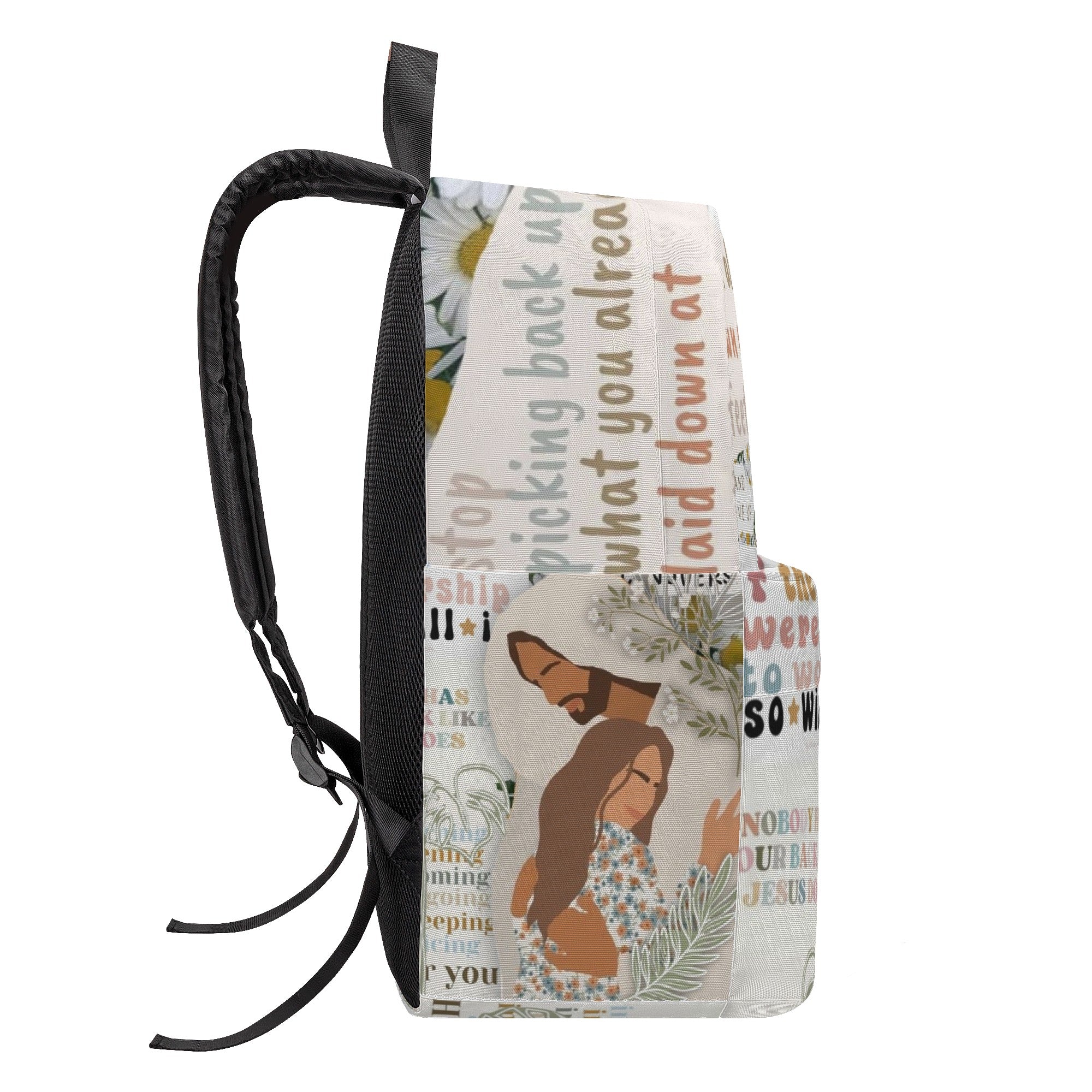 Christian Quote Collage Backpack, Inspirational Faith Backpack, Jesus Love Bible Backpack, Worship Scripture Backpack, Motivational Christian School Bag.PLAF38