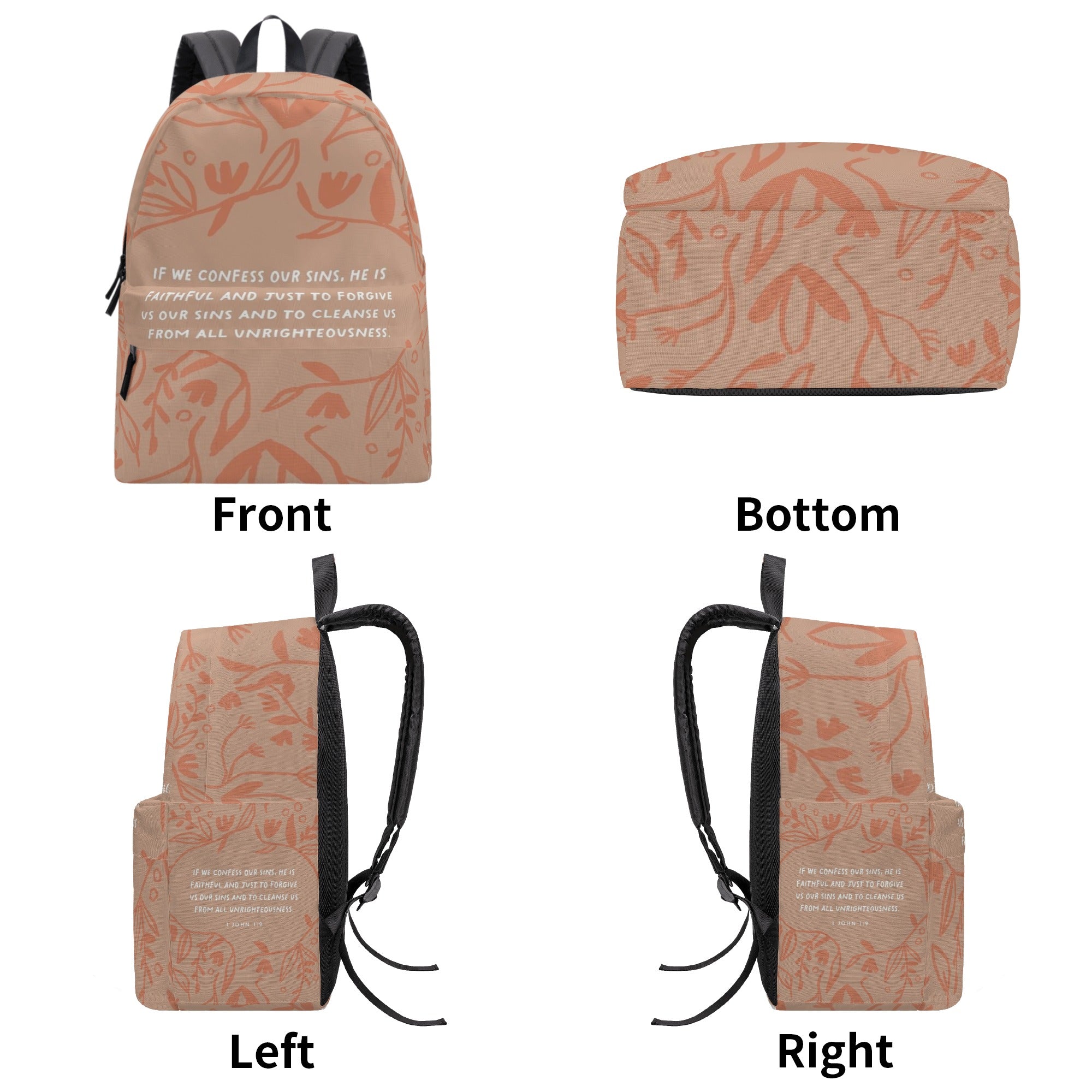 Confess Our Sins Backpack, 1 John 1:9 Bible Verse Backpack, Christian Faith Backpack, Inspirational Scripture School Bag, Forgiveness Bible Gift.PLAF39