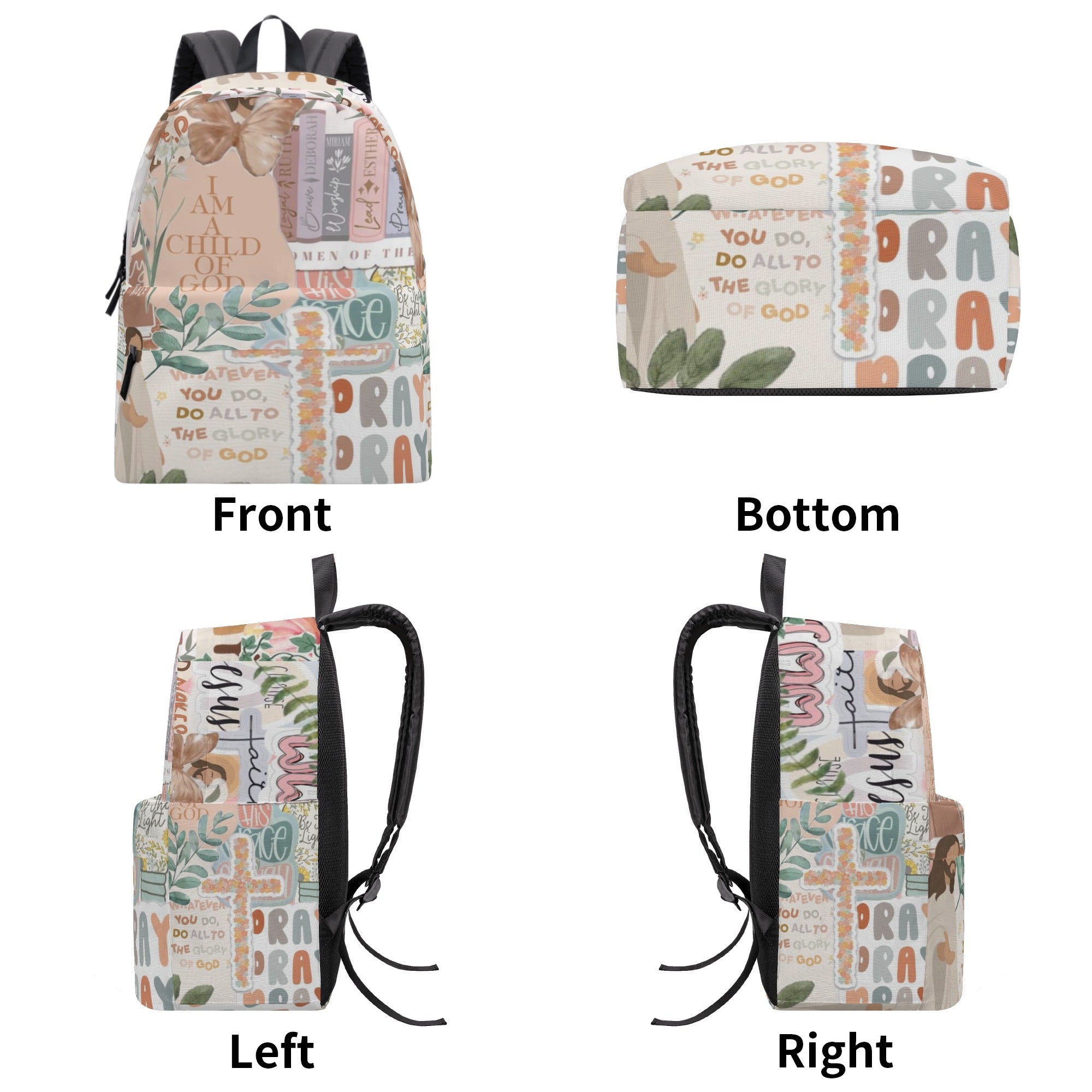 Child of God Backpack, Christian Inspirational Quote Backpack, Bible Verse Collage Backpack, Faith-Based School Bag, Motivational Scripture Gift.PLAF40