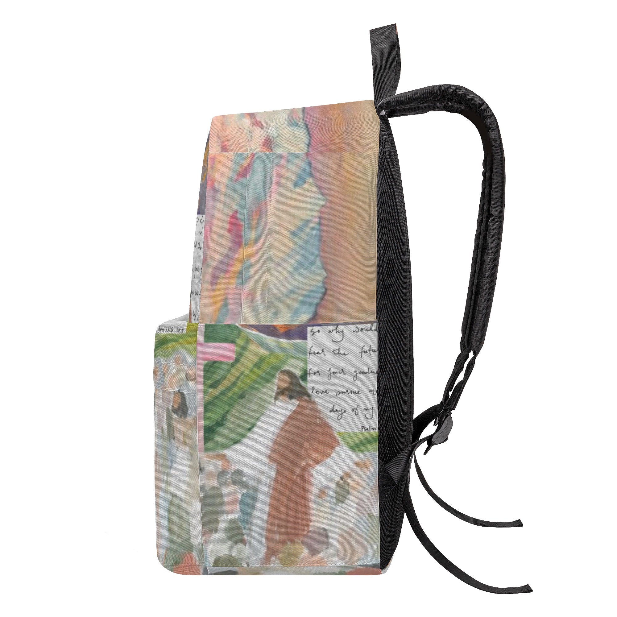 Psalm 23 Backpack, Christian Hand-Painted Art Backpack, Bible Verse Faith Backpack, Inspirational Christian School Bag, Religious Scripture Gift.PLAF41