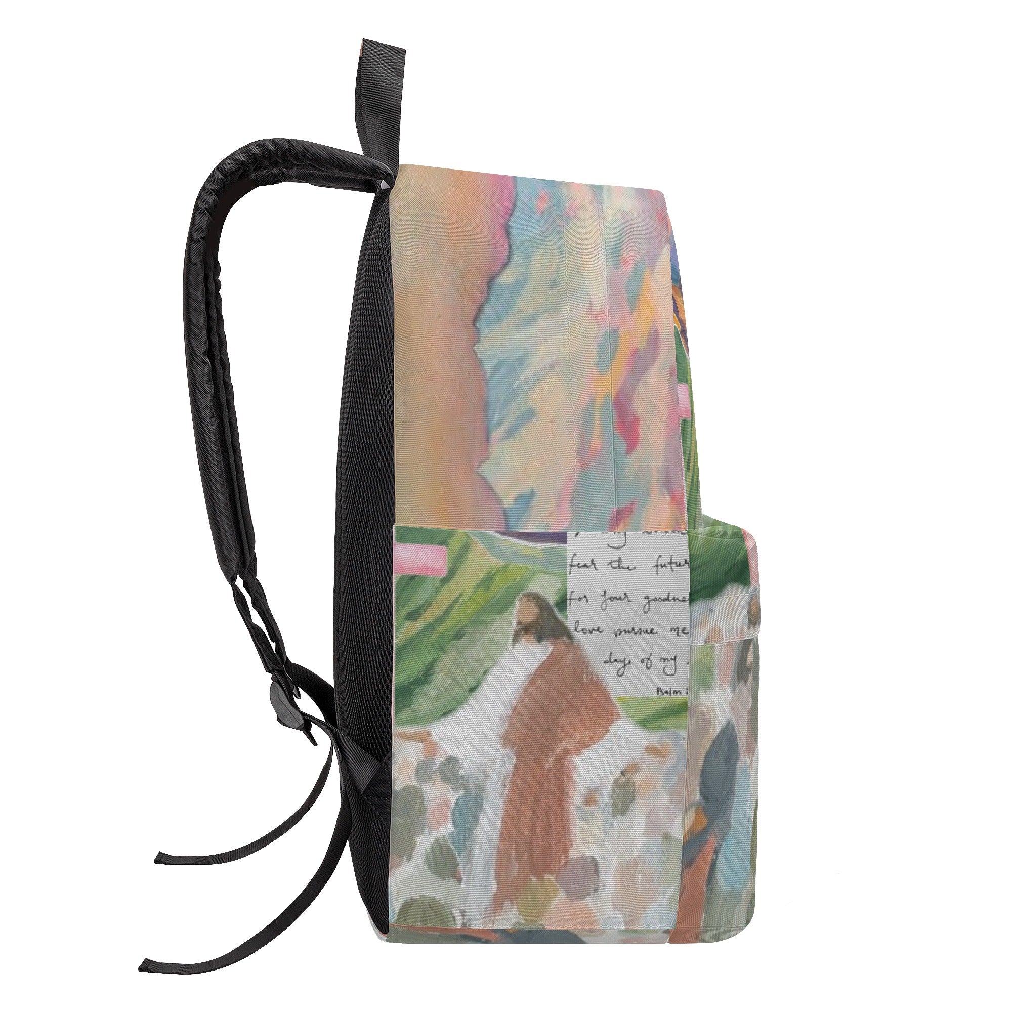 Psalm 23 Backpack, Christian Hand-Painted Art Backpack, Bible Verse Faith Backpack, Inspirational Christian School Bag, Religious Scripture Gift.PLAF41