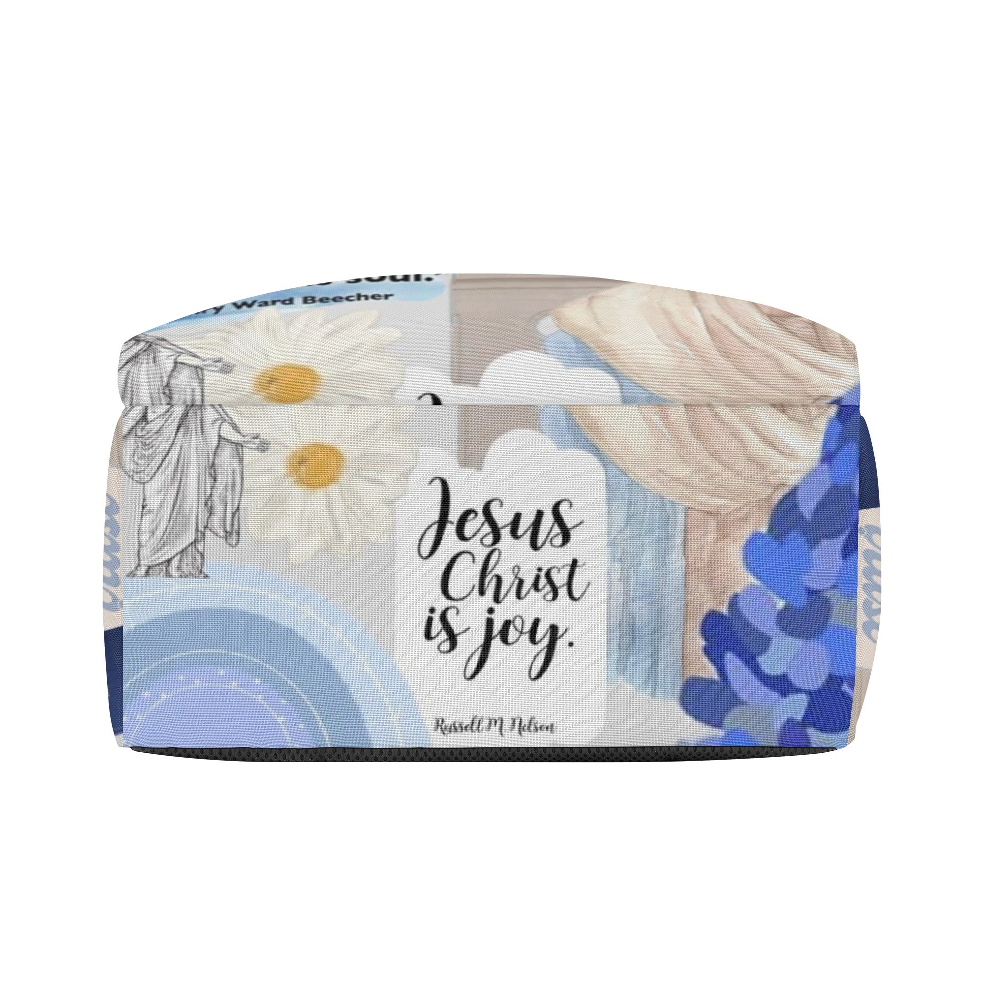 Blue Christian Collage Backpack, Inspirational Bible Verse Backpack, Trust in God School Bag, Religious Motivational Gift.PLAF42