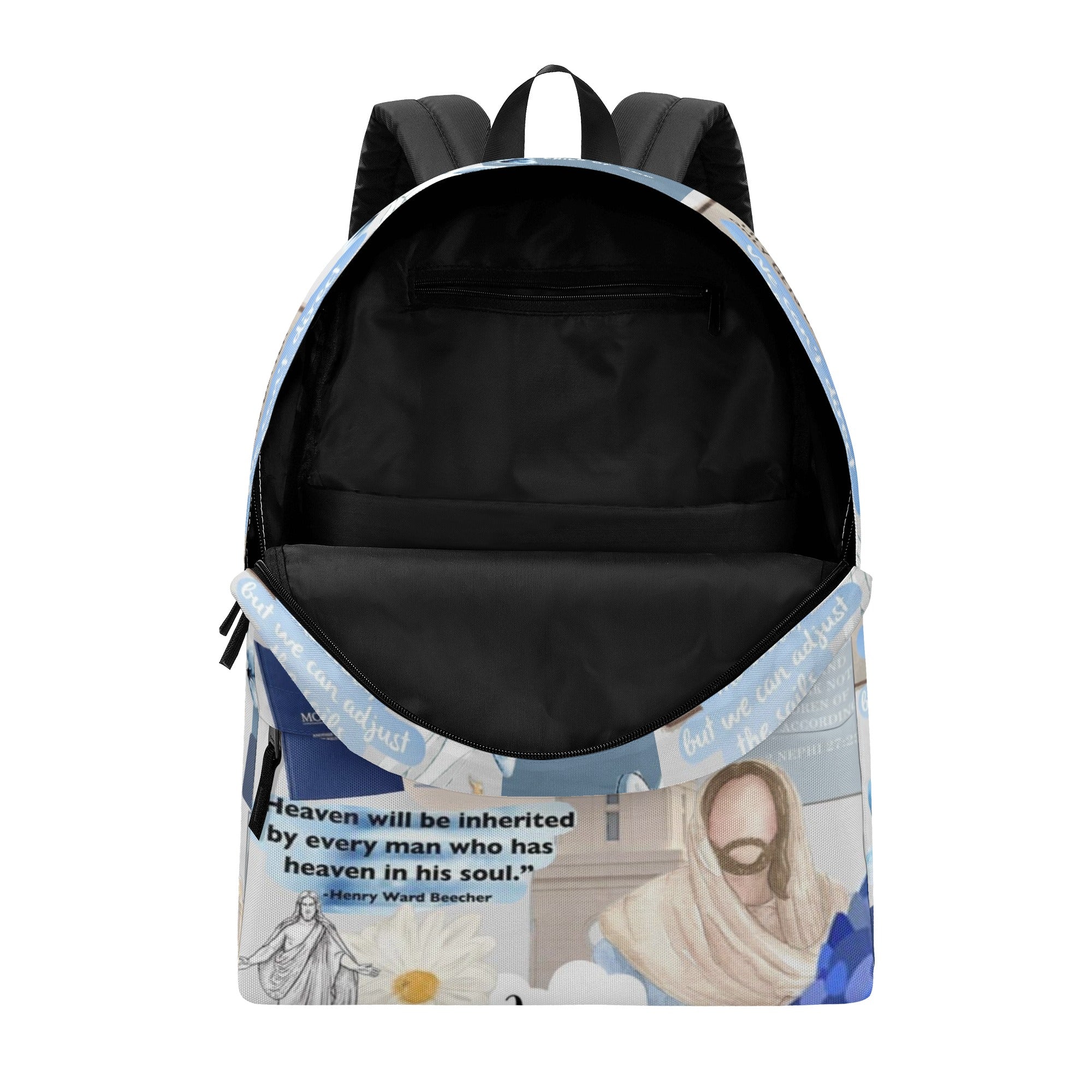 Blue Christian Collage Backpack, Inspirational Bible Verse Backpack, Trust in God School Bag, Religious Motivational Gift.PLAF42