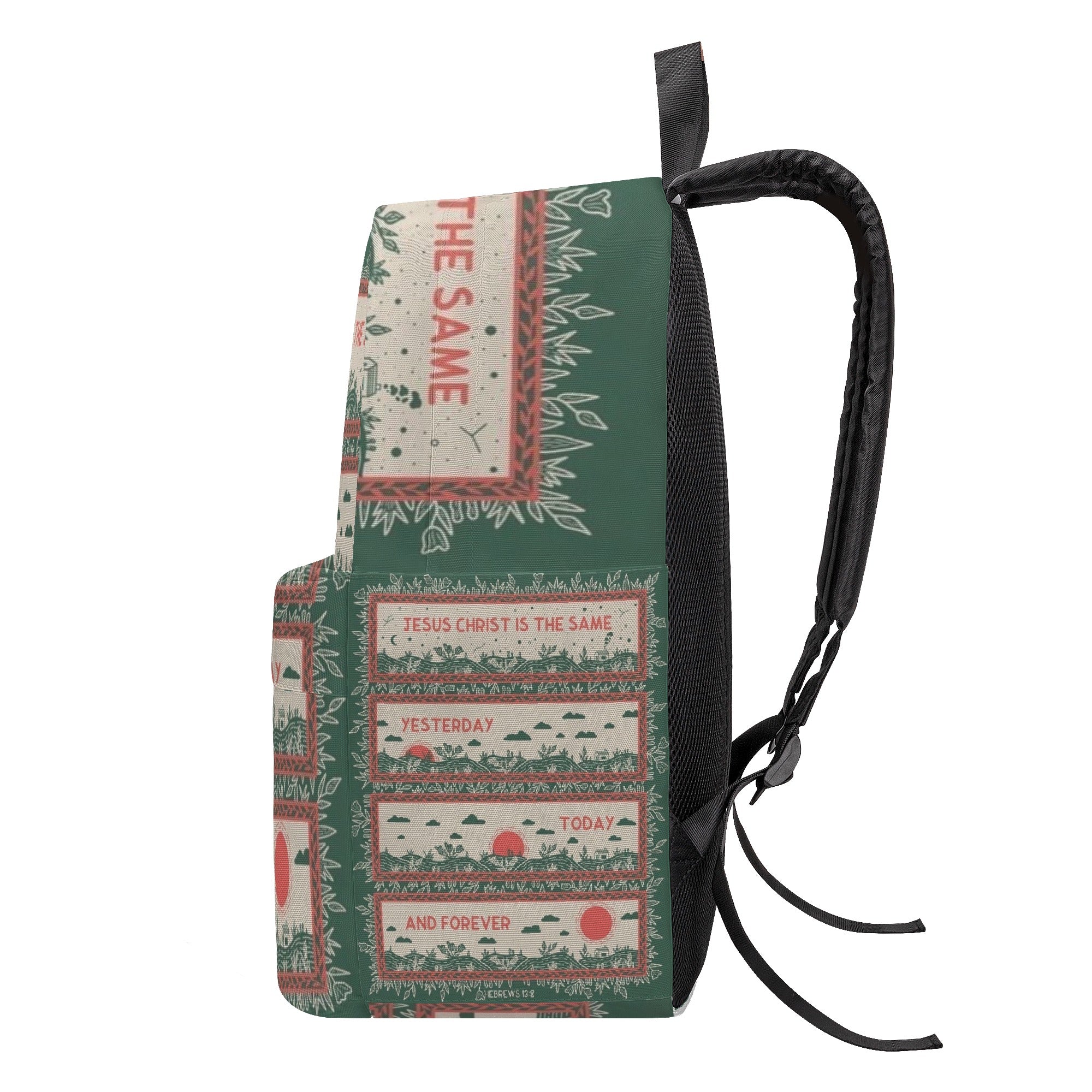 Hebrews 13:8 Backpack, Jesus Christ Is the Same Yesterday Today and Forever Backpack, Christian Bible Verse Backpack, Faith-Based Inspirational School Bag.PLAF46