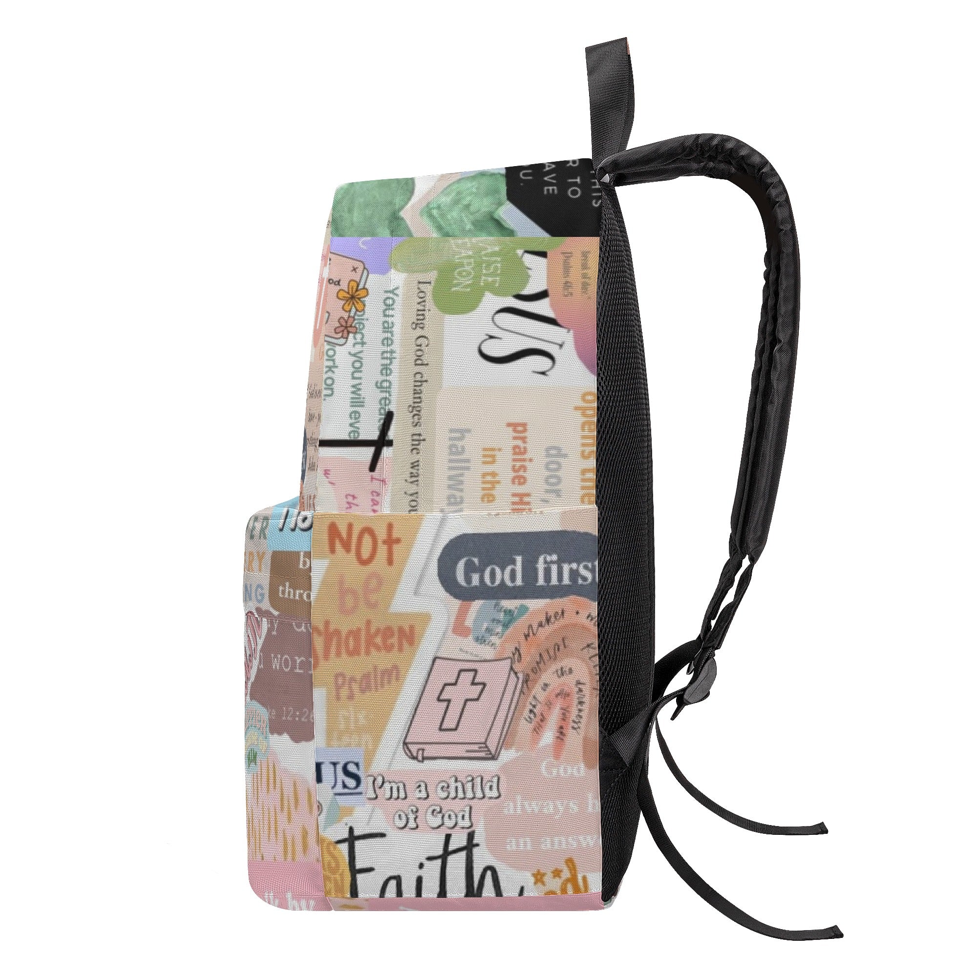 Christian Faith Collage Backpack, God First Inspirational Backpack, Bible Verse Motivational Backpack, Faith Over Fear School Bag, Religious Gift. PLAF50