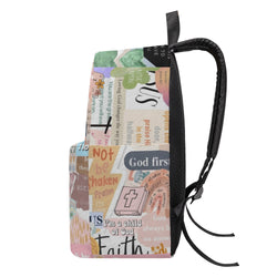 Christian Faith Collage Backpack, God First Inspirational Backpack, Bible Verse Motivational Backpack, Faith Over Fear School Bag, Religious Gift. PLAF50