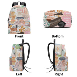 Christian Faith Collage Backpack, God First Inspirational Backpack, Bible Verse Motivational Backpack, Faith Over Fear School Bag, Religious Gift. PLAF50