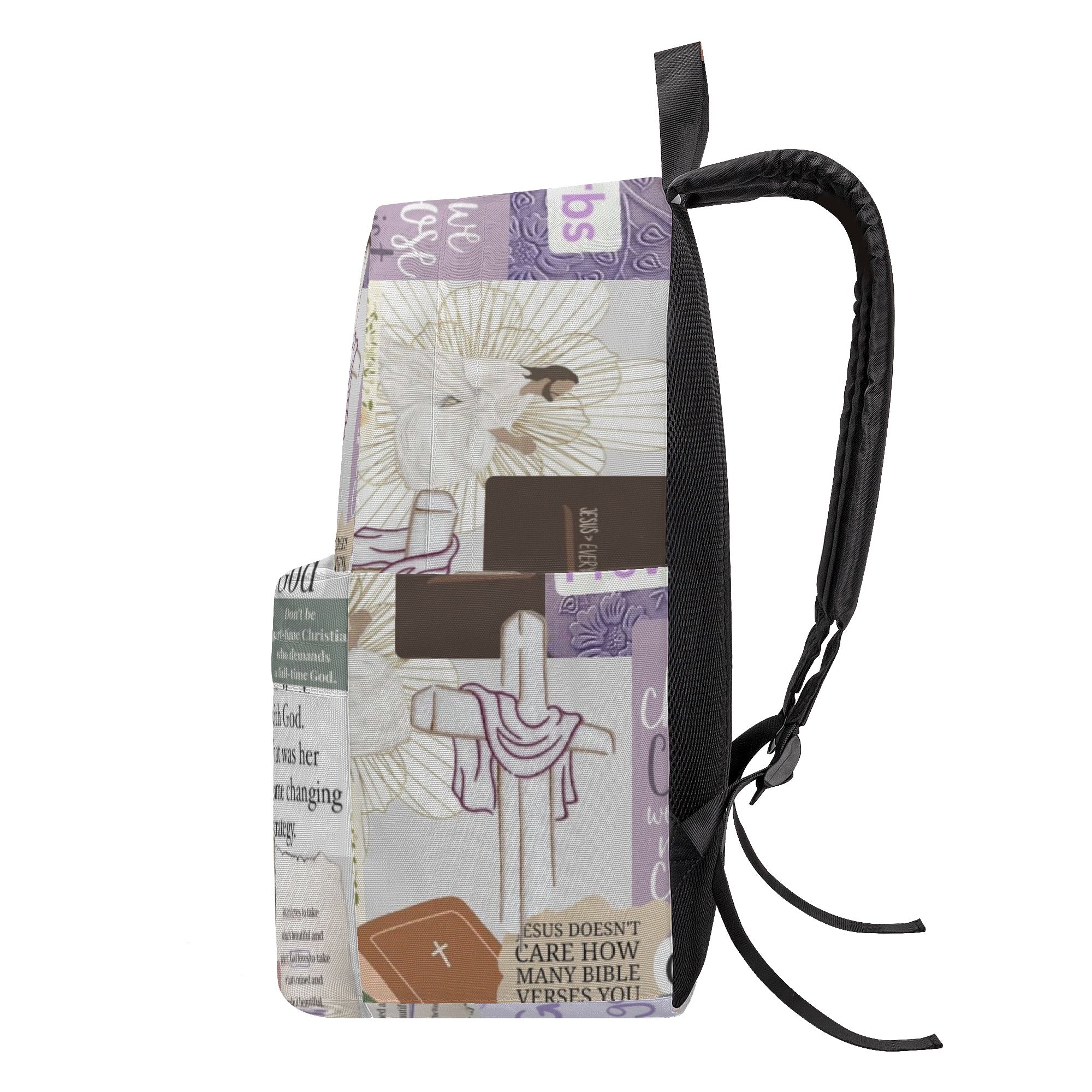 Christian Cross Collage Backpack, Bible Verse Inspirational Backpack, Faith Over Fear Backpack, Worship and Scripture School Bag, Religious Motivational Gift.PLAF51