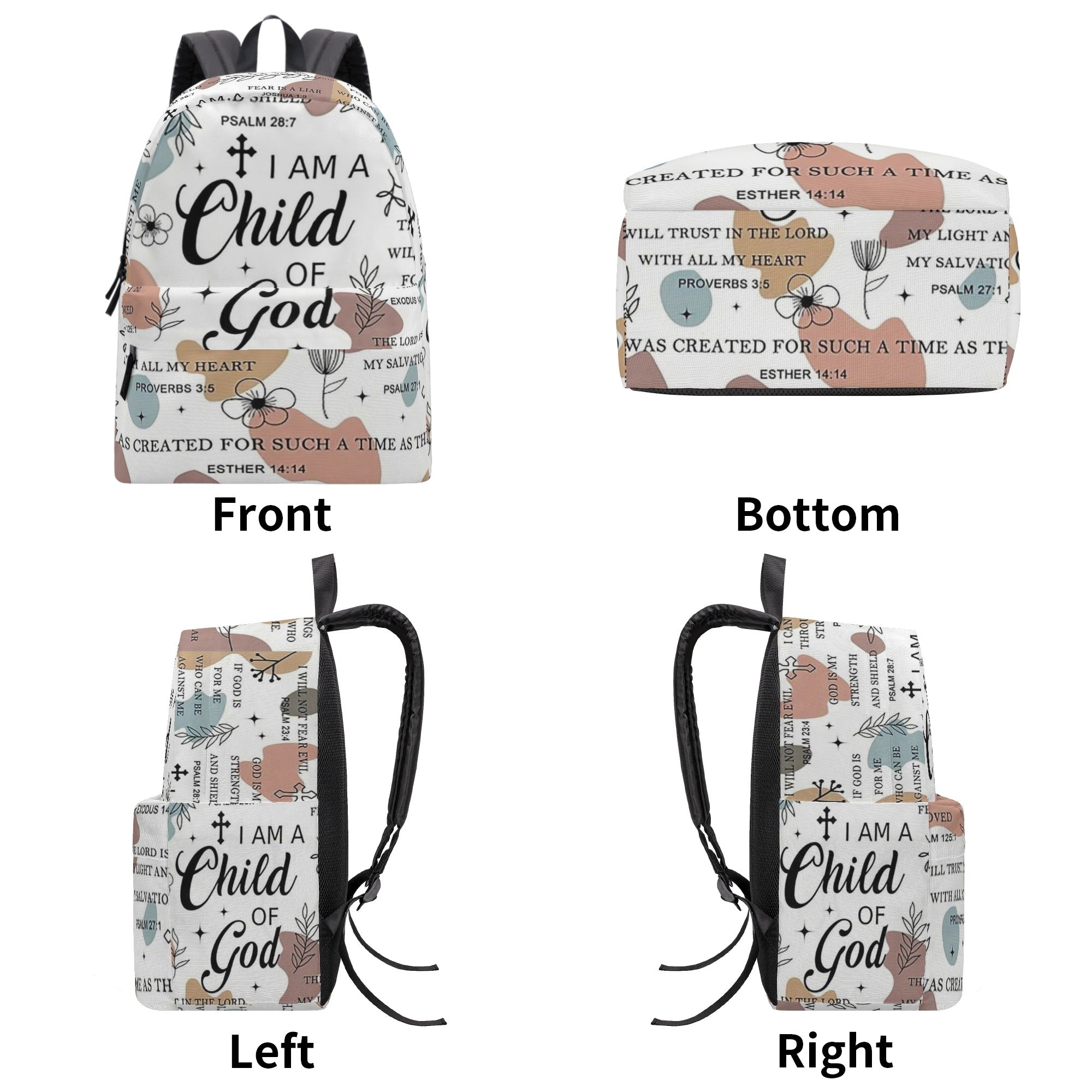 I Am a Child of God Backpack, Christian Bible Verse Backpack, Faith-Based Inspirational Backpack, Scripture Collage School Bag, Religious Gift.PLAF52
