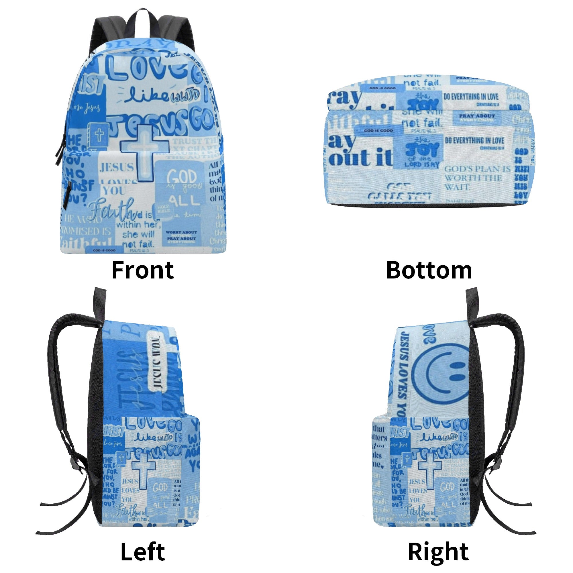 Blue Christian Backpack, Back To School Backpack, Faith Scripture School Backpack, Religious Gift for Boys & Teens.PLAF31