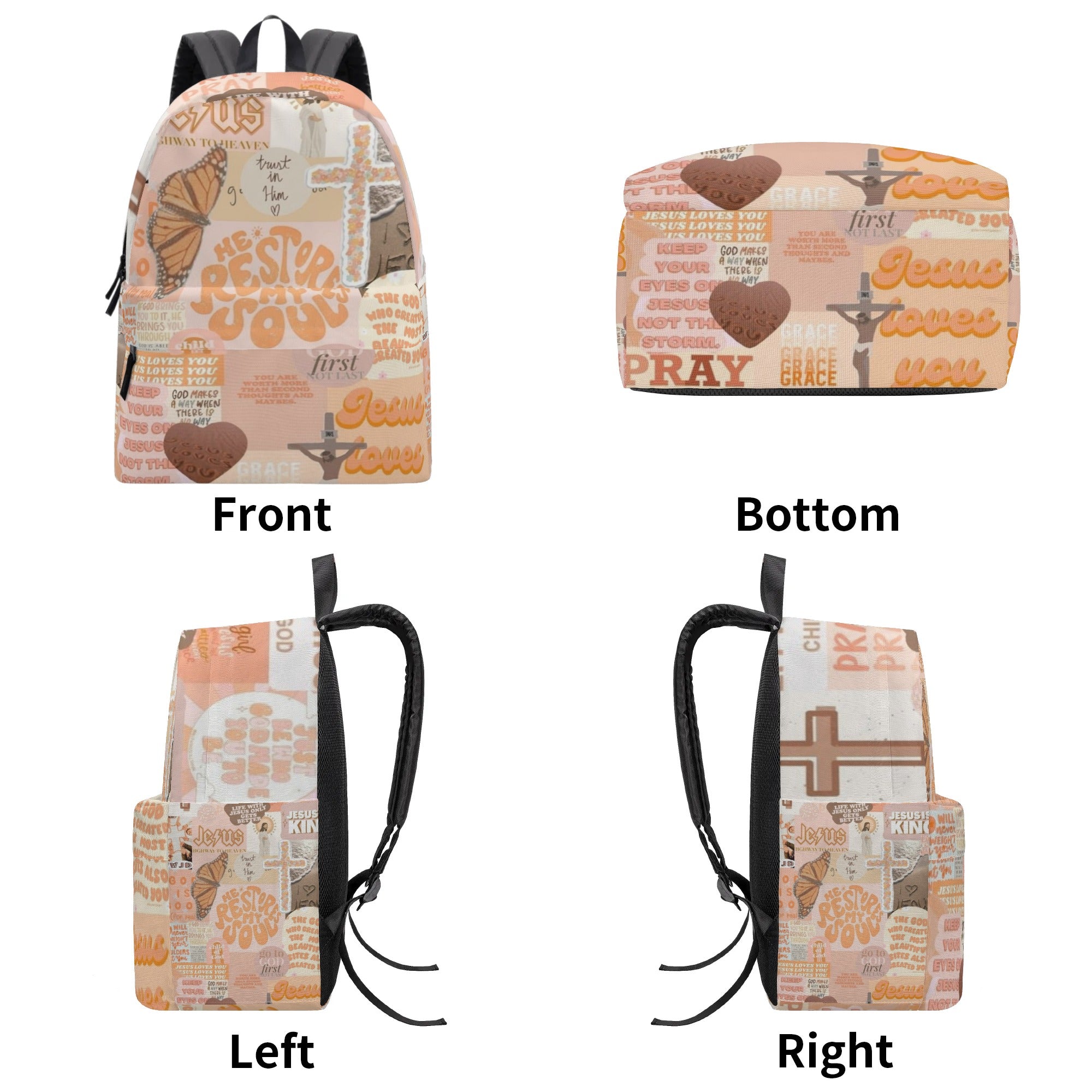 Inspirational Bible Verse Backpack – Trust in Him, Jesus Loves You, Christian Faith Book Bag.PLAF32