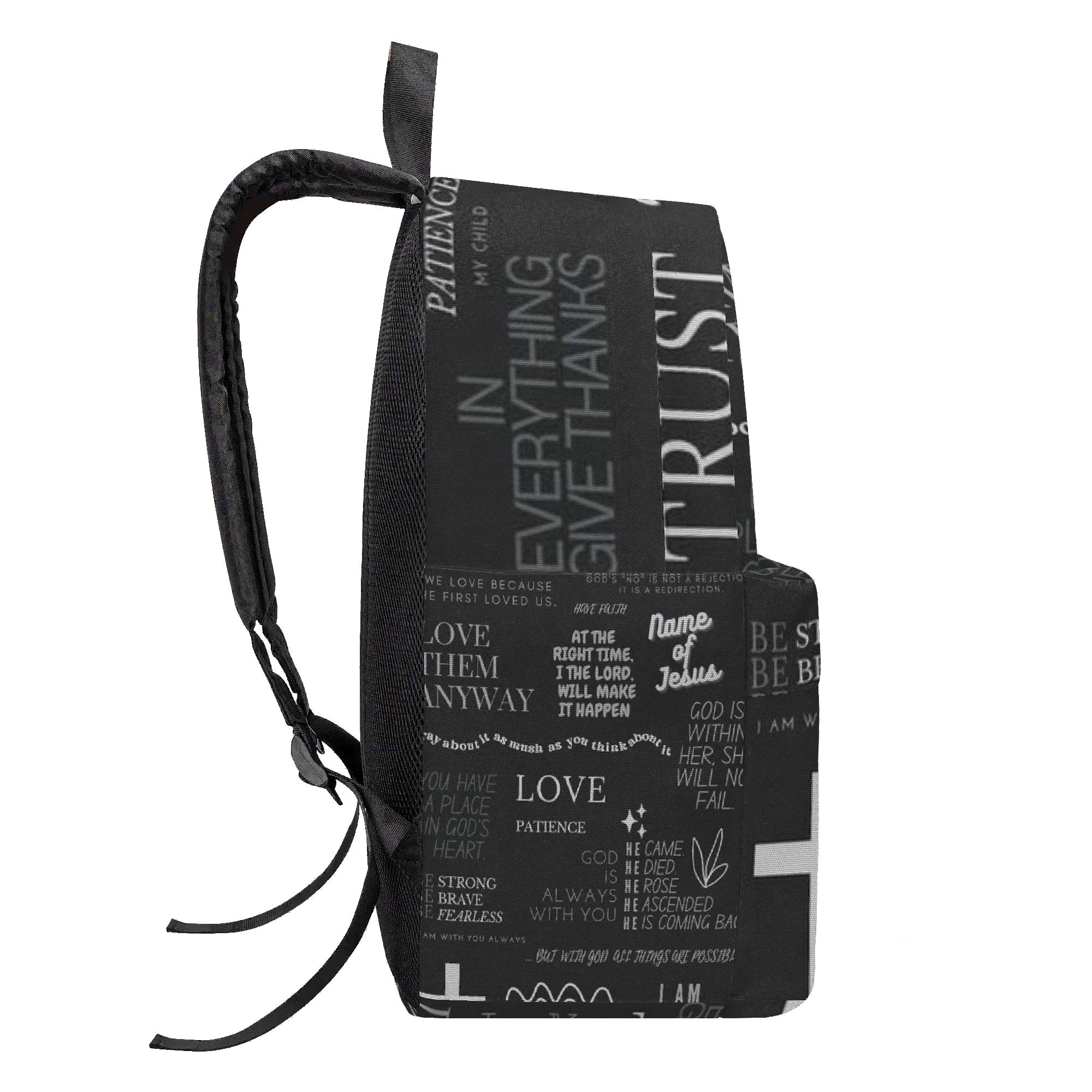 Christian Backpack Black, Faith Inspired Bible Verse Bag, Jesus Strength Prayer Backpack, Inspirational School Bag PLAF61