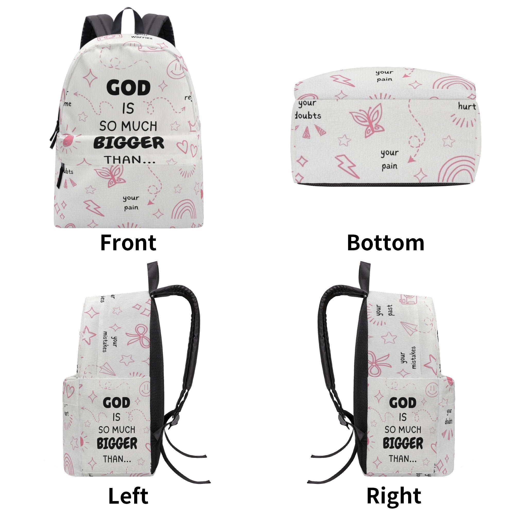 God Is Good So Much Bigger Than Backpack, Christian Faith Backpack, Inspirational Bible Verse Backpack, Overcome Doubts and Pain School Bag, Motivational Religious Gift.PLAF56