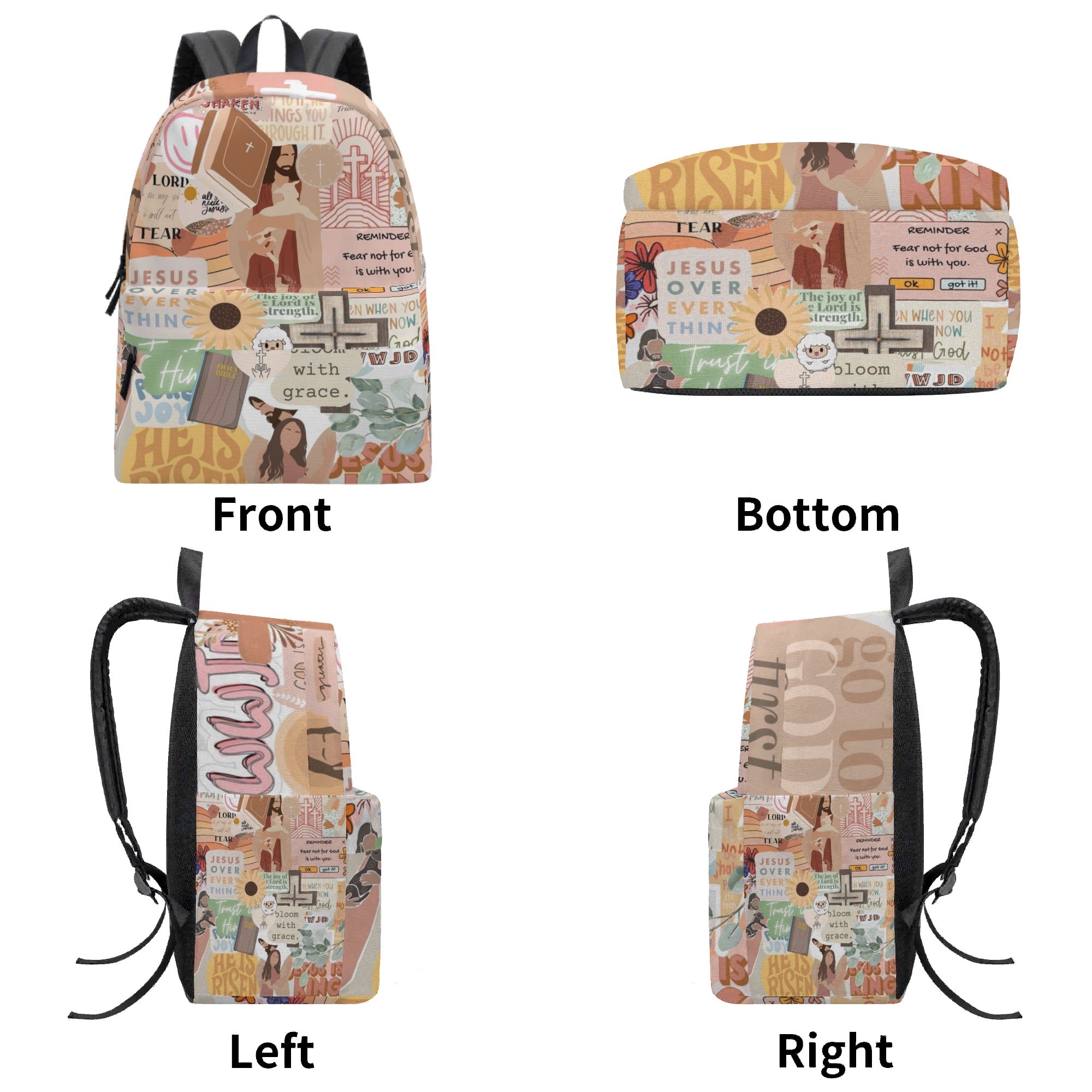 Christian Jesus Backpack, Inspirational Bible Verse Faith Book Bag, Religious Scripture School Bag, Jesus Is King Gift for Girls & Teens.PLAF57